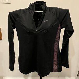 Nike Women's Black and Pink Long Sleeve Hoodie